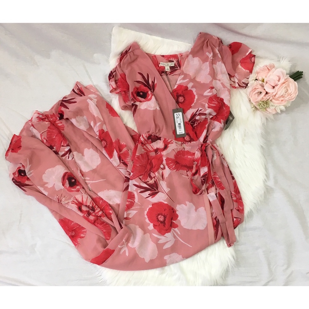 ❤️Floral Wrap Dress, Valentines Day, Easter Eva Mendez feminine, modest - Picture 2 of 6